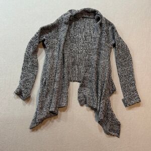 Derek Heart Waterfall Sweater Cardigan High Low Hem Black White Size S